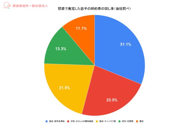 調査で発覚した息子の婚約者の隠し事のグラフ。