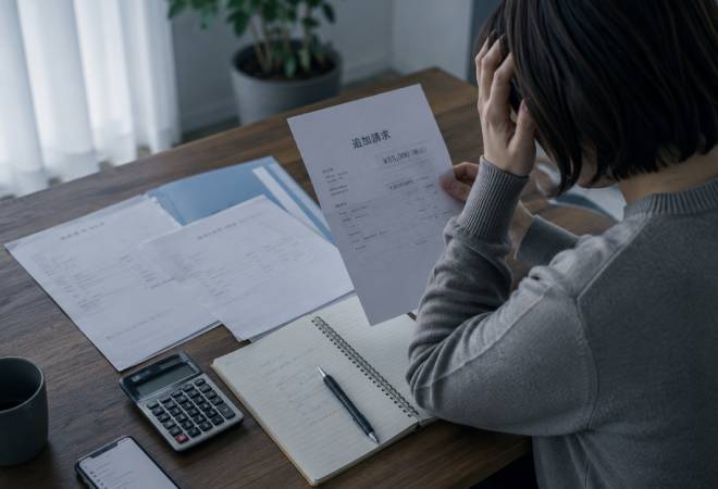 追加料金の請求に驚いている様子。