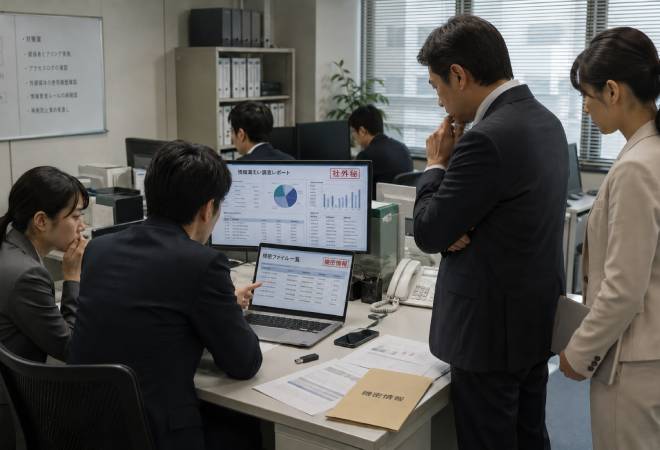 社外秘情報が漏えいした疑いを持っている従業員。